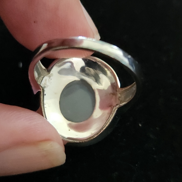 Moonstone with red enamel in 925 Silver. Size 10 - Picture 3 of 6